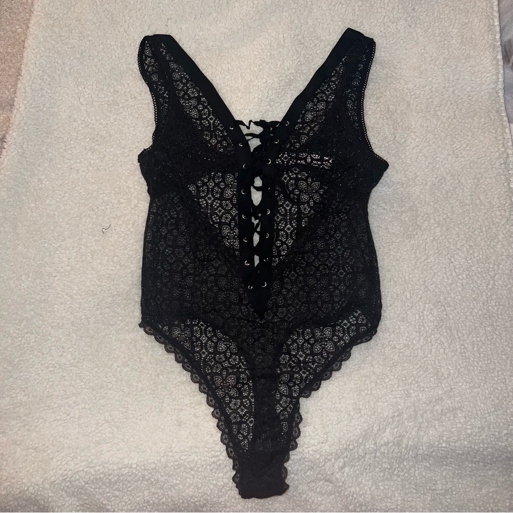 Victorias Secret Black Lace Bodysuit